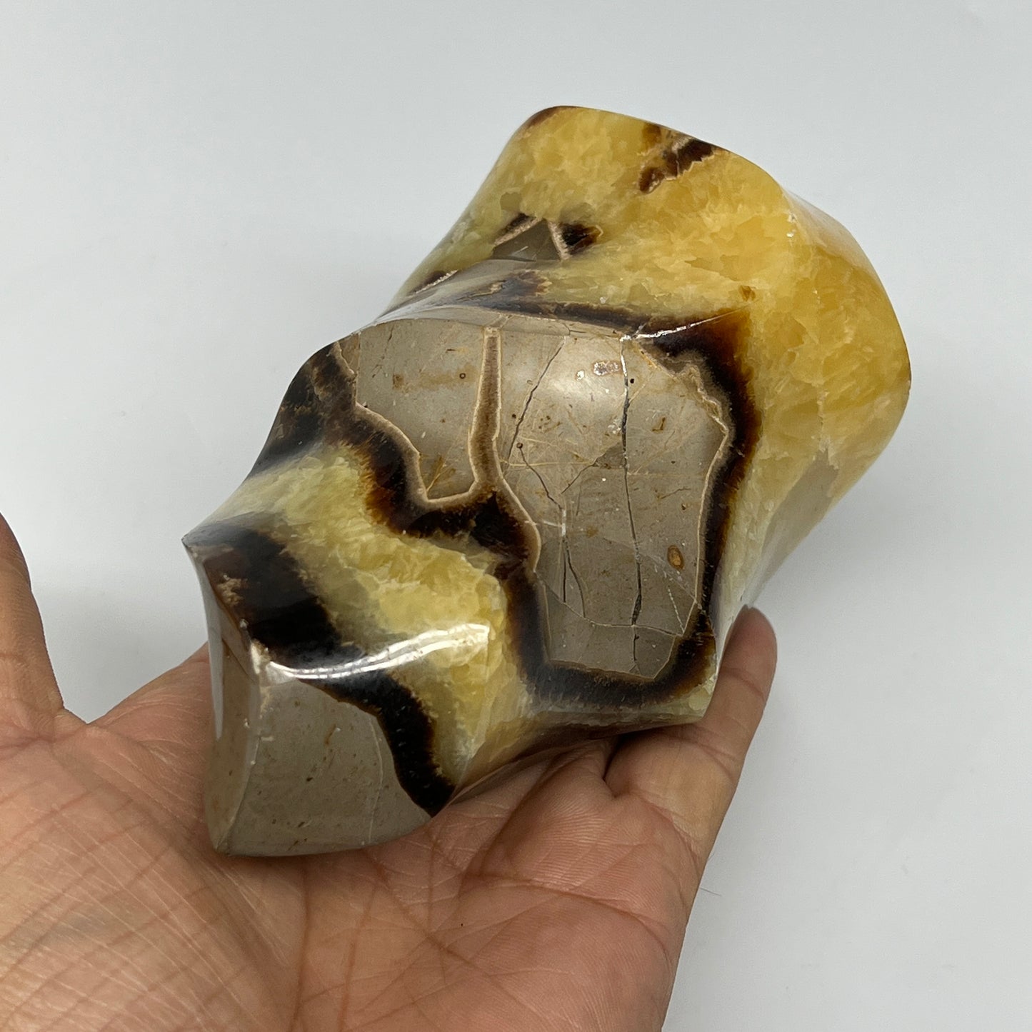 660g,4.9"x3.1"x2.2" Natural Septarian Flame Crystal Gemstones @Madagascar,B19504