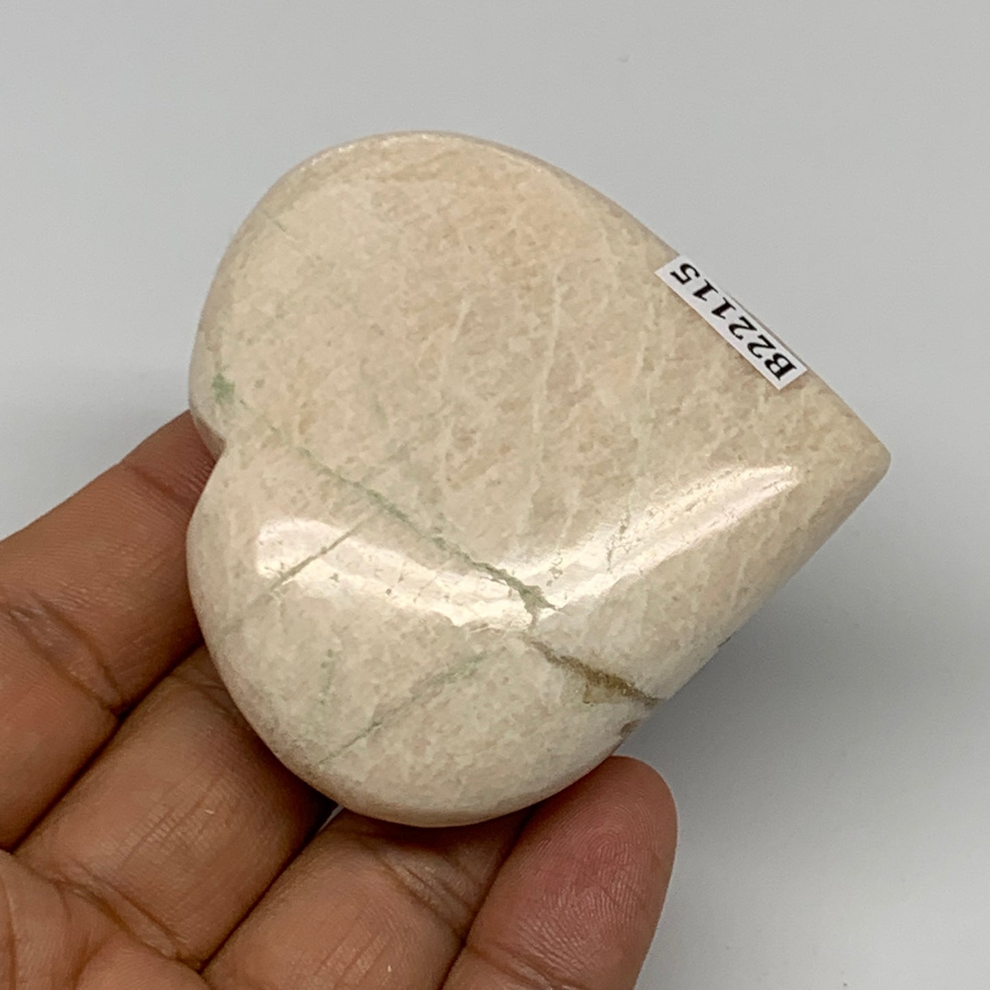 101.5g, 2.5"x2.5"x0.8", White Moonstone Heart Crystal Polished Gemstone, B22115