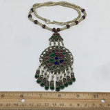Kuchi Necklace Afghan Tribal Fashion Colorful Glass ATS Necktie Necklace, KN375