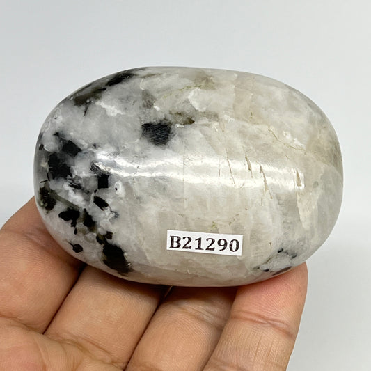 131.4g,2.5"x1.8"x1.1", Rainbow Moonstone Palm-Stone Polished from India, B21290