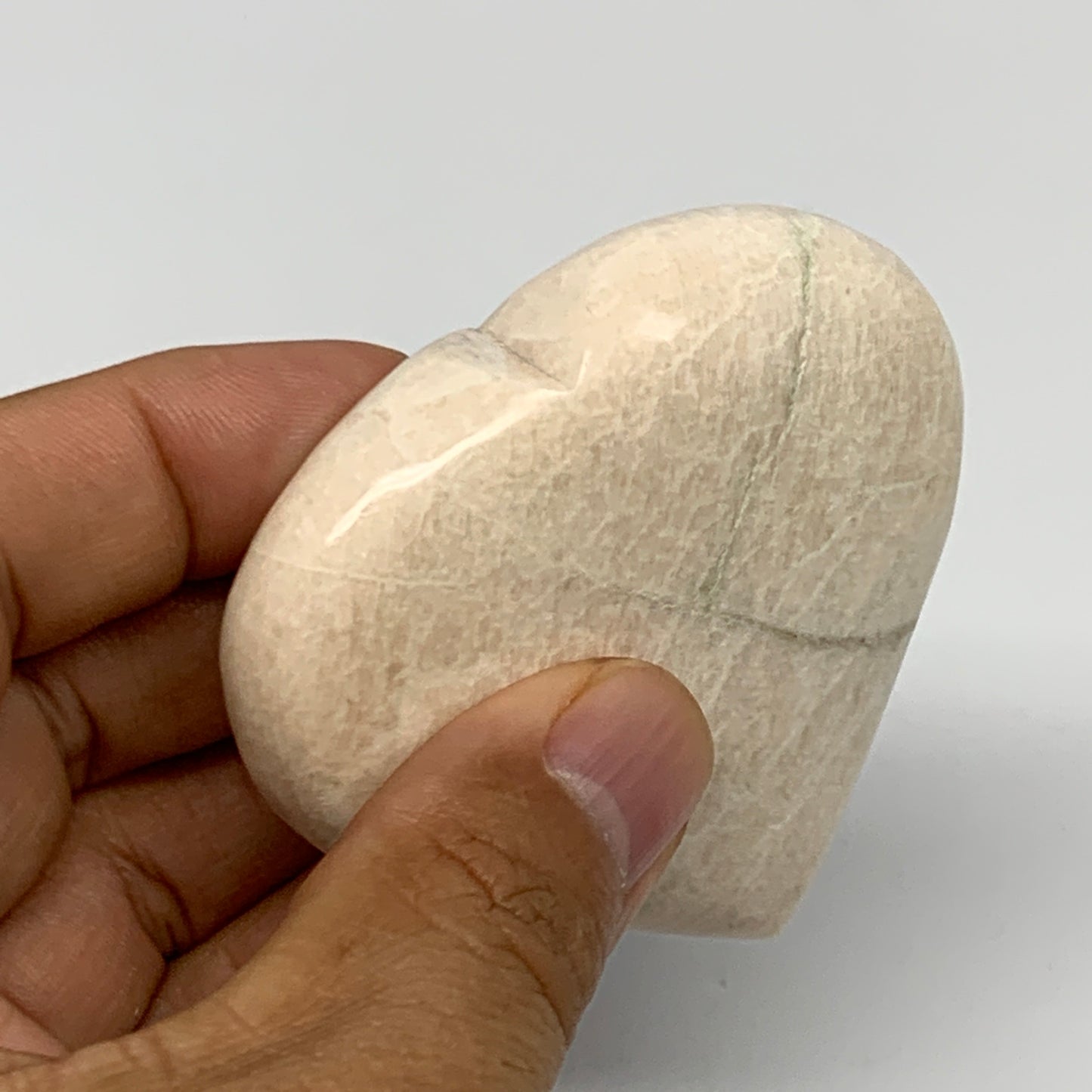 101.5g, 2.5"x2.5"x0.8", White Moonstone Heart Crystal Polished Gemstone, B22115