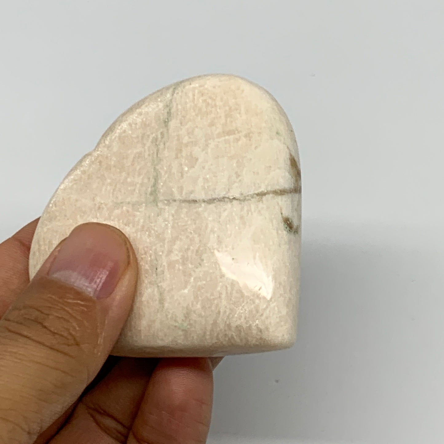 101.5g, 2.5"x2.5"x0.8", White Moonstone Heart Crystal Polished Gemstone, B22115