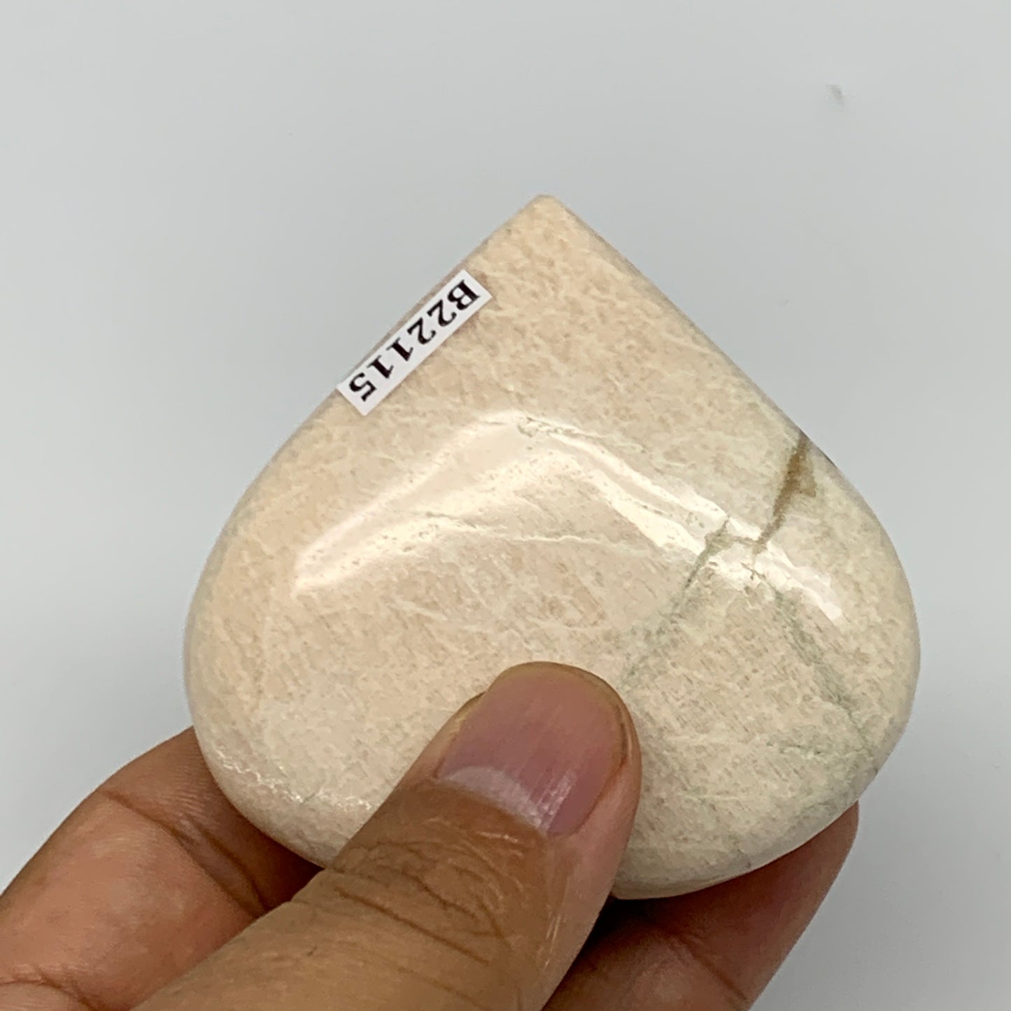 101.5g, 2.5"x2.5"x0.8", White Moonstone Heart Crystal Polished Gemstone, B22115