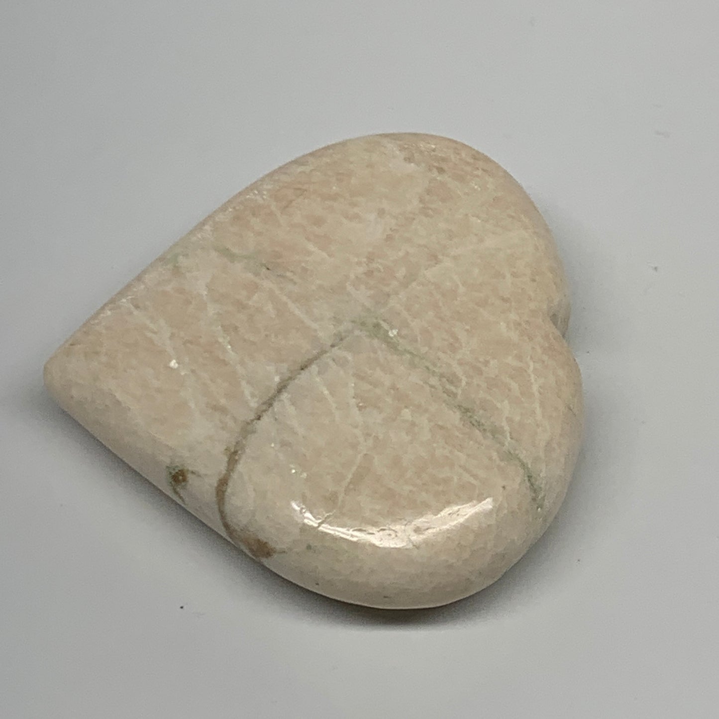 101.5g, 2.5"x2.5"x0.8", White Moonstone Heart Crystal Polished Gemstone, B22115