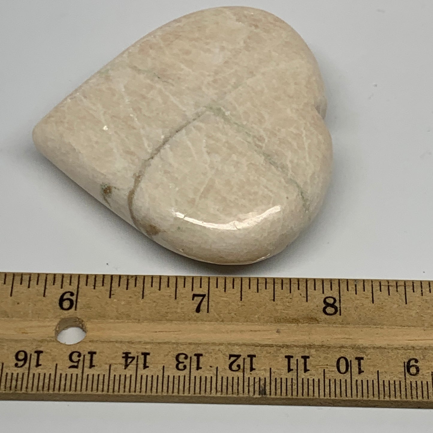 101.5g, 2.5"x2.5"x0.8", White Moonstone Heart Crystal Polished Gemstone, B22115