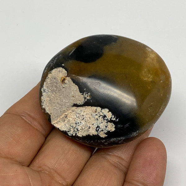 79.7g, 2.1"x1.8"x1", Yellow Ocean Jasper Palm-Stone @Madagascar, B18093