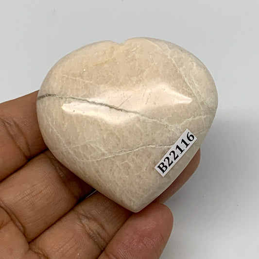 80.6g, 2"x2.1"x0.9", White Moonstone Heart Crystal Polished Gemstone, B22116