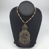 Kuchi Necklace Afghan Tribal Fashion Colorful Glass ATS Necktie Necklace, KN371