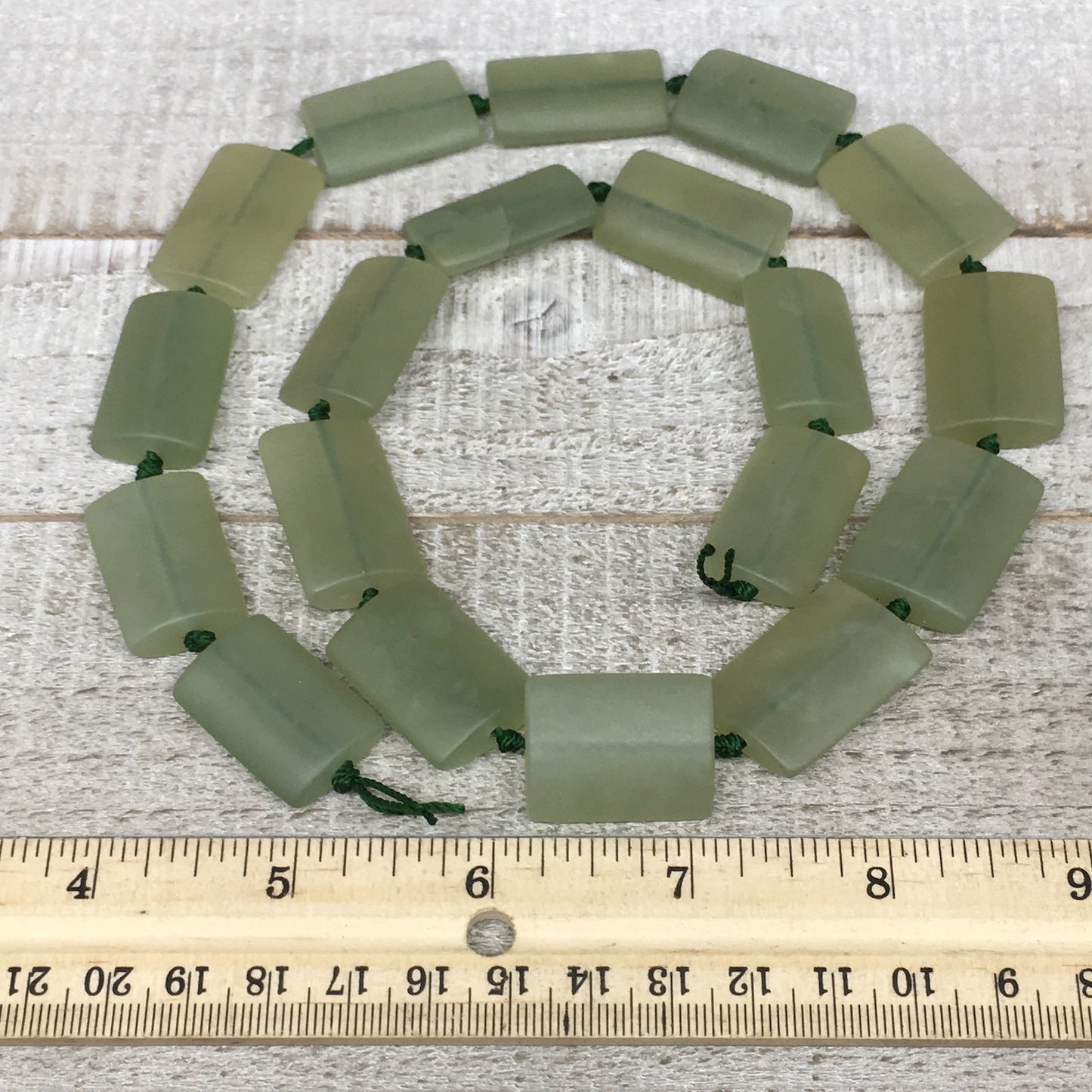 131.2g,25mm-28mm,19 Beads,Natural Serpentine Rectangle Beads Strand, 22",BN230