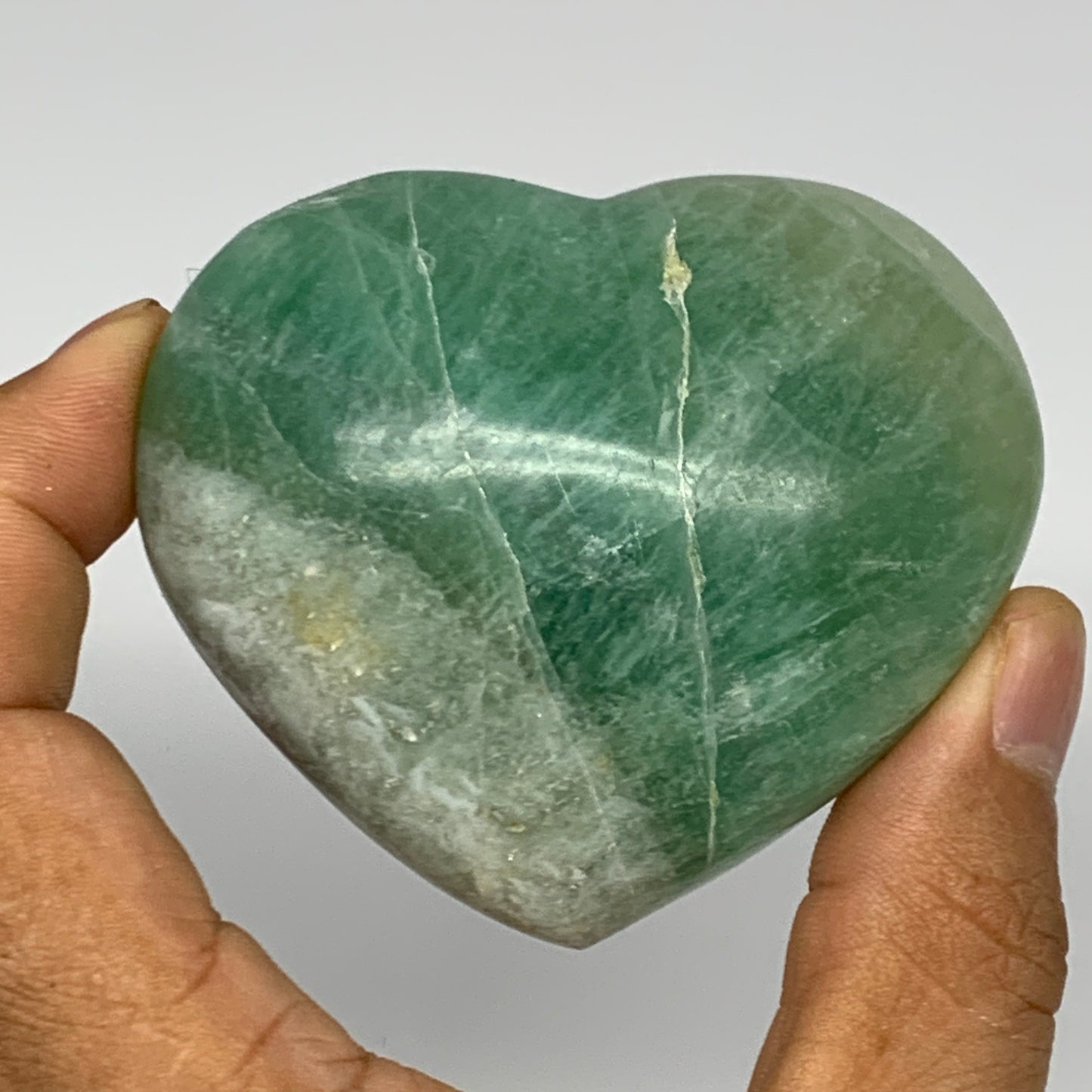 229g, 2.3" x 2.8" x 1.4" Fluorite Heart Healing Crystal @Madagascar, B17323