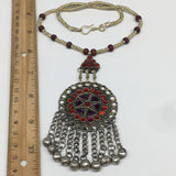 Kuchi Necklace Afghan Tribal Fashion Colorful Glass ATS Necktie Necklace, KN369