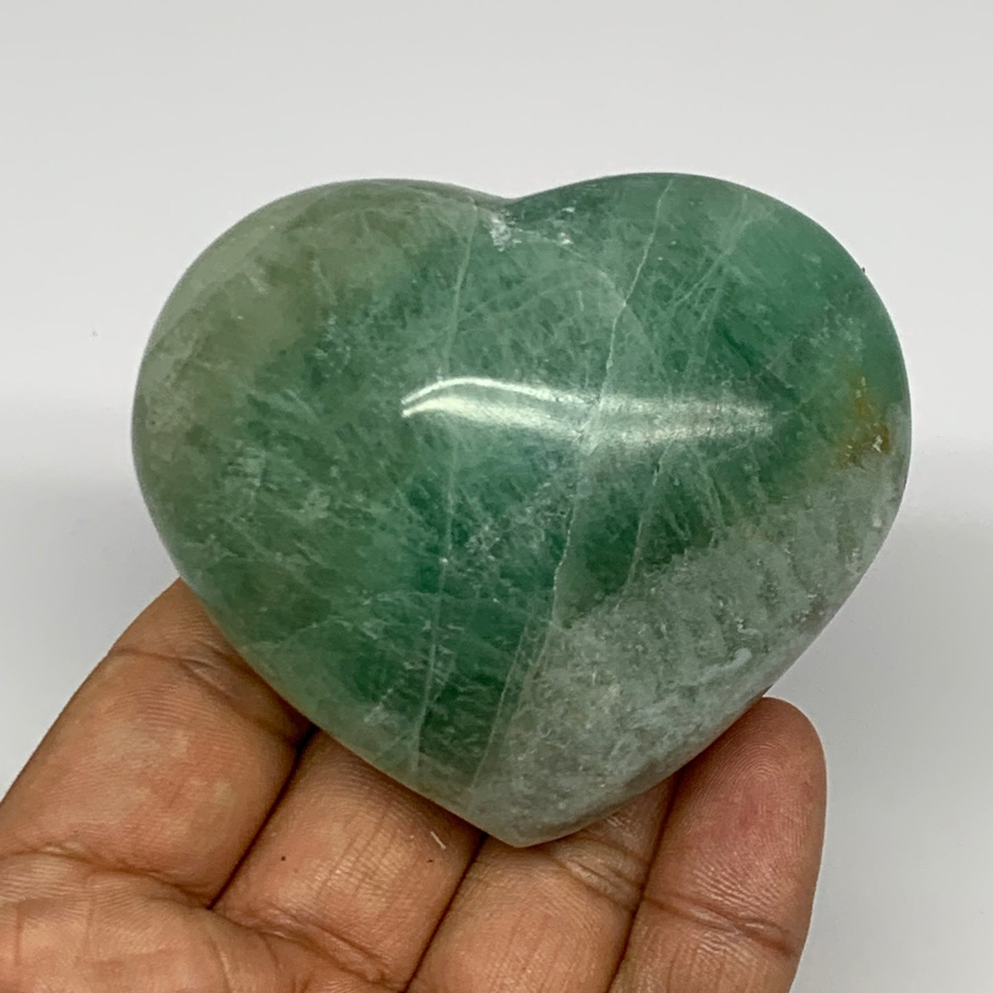 229g, 2.3" x 2.8" x 1.4" Fluorite Heart Healing Crystal @Madagascar, B17323