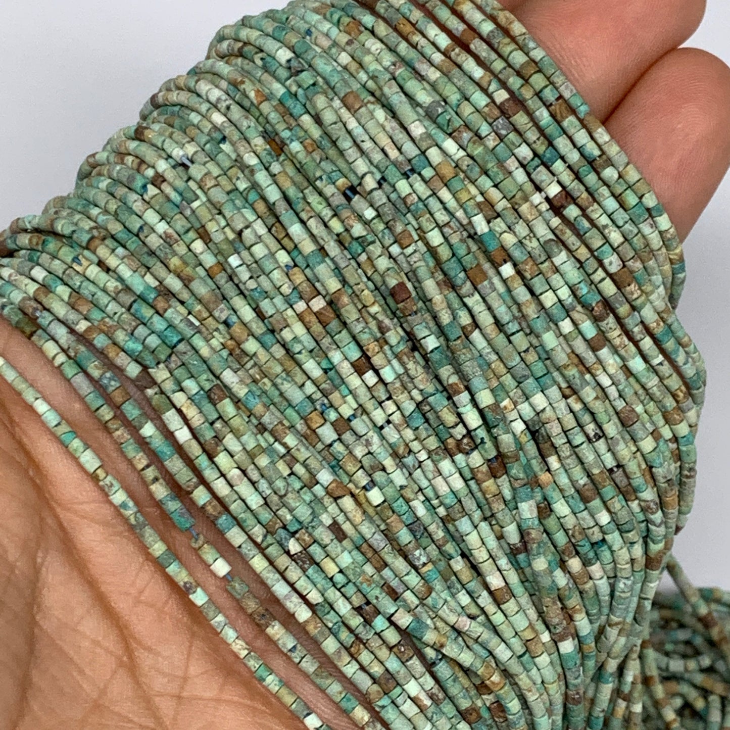 1 strand, 1mm, Tiny Size Natural Turquoise Beads Strand Tube @Pakistan, B13129