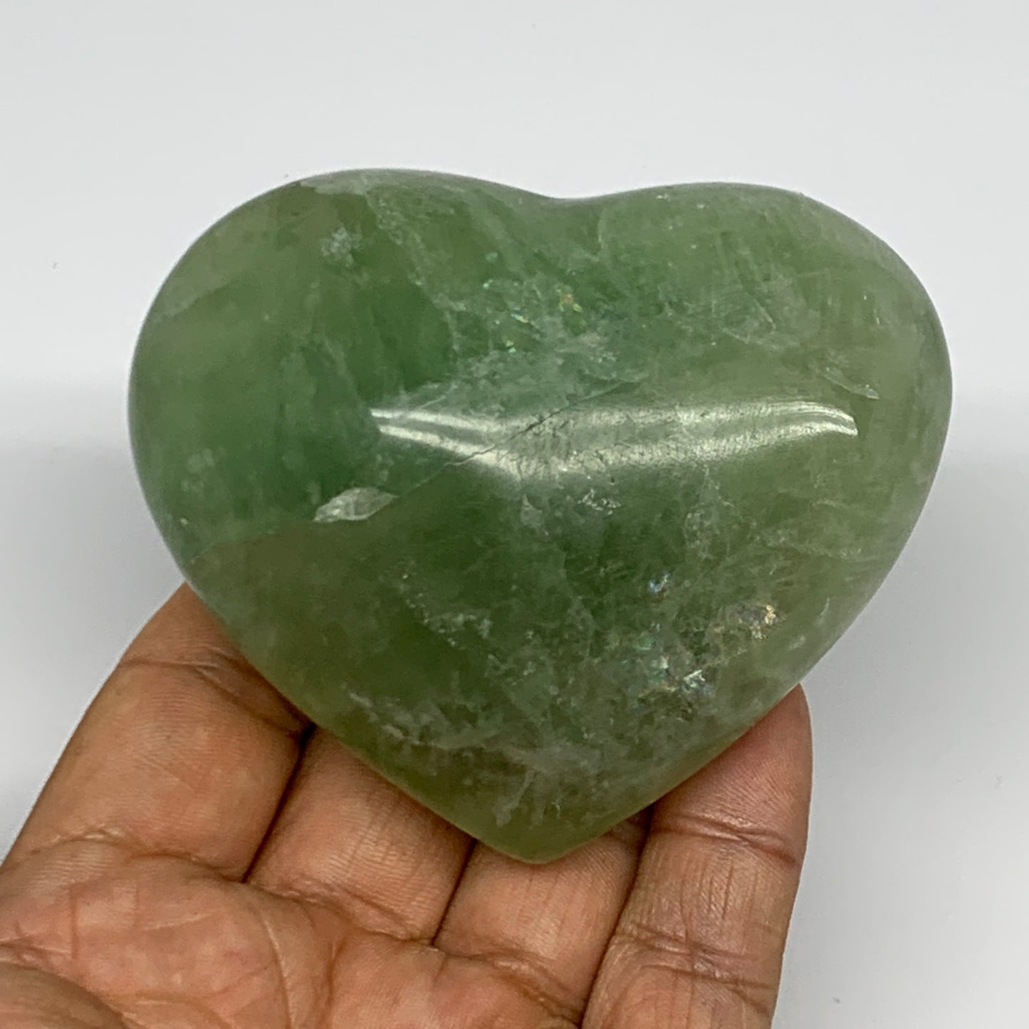 309.2g, 2.6" x 3.1" x 1.4" Fluorite Heart Healing Crystal @Madagascar, B17324