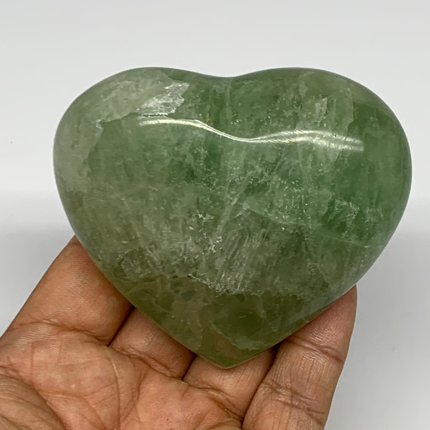 309.2g, 2.6" x 3.1" x 1.4" Fluorite Heart Healing Crystal @Madagascar, B17324
