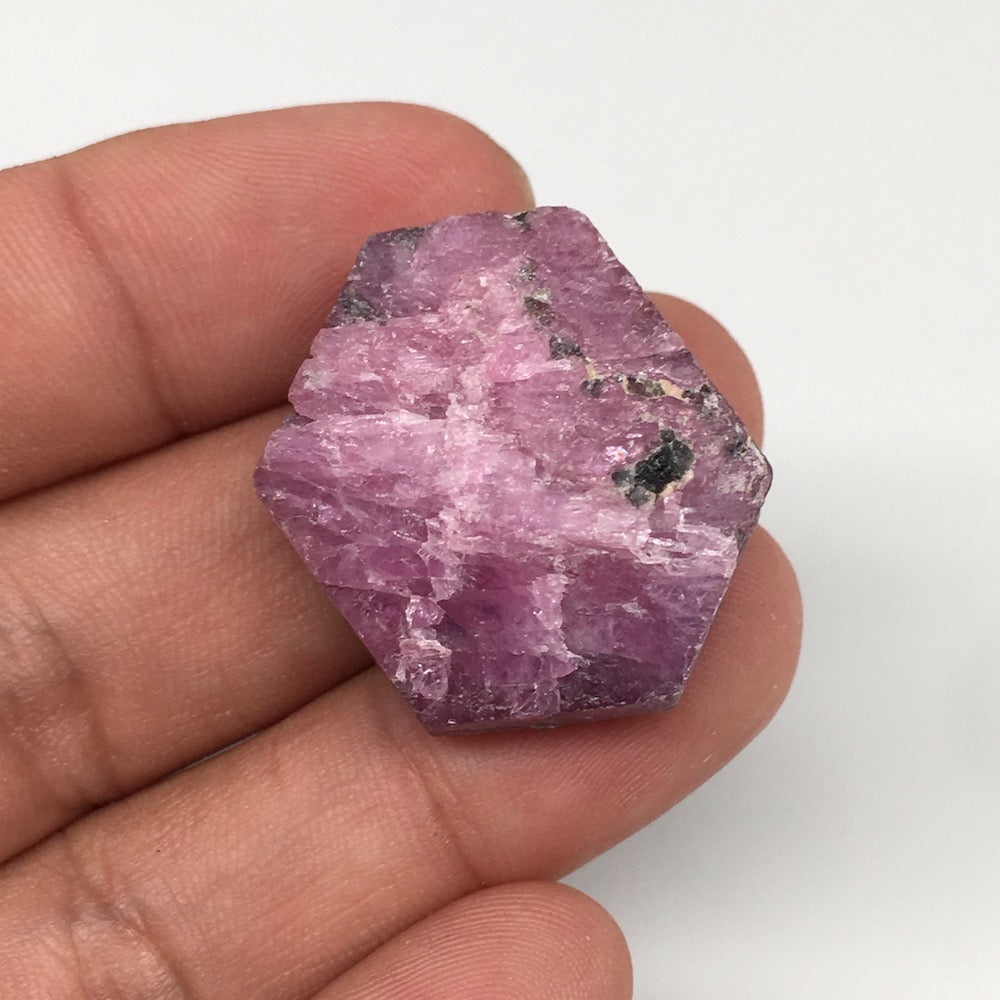 18.6g, 26mm x 21mm, Natural Ruby Crystal Slice Corundum Mineral Specimen, RC10