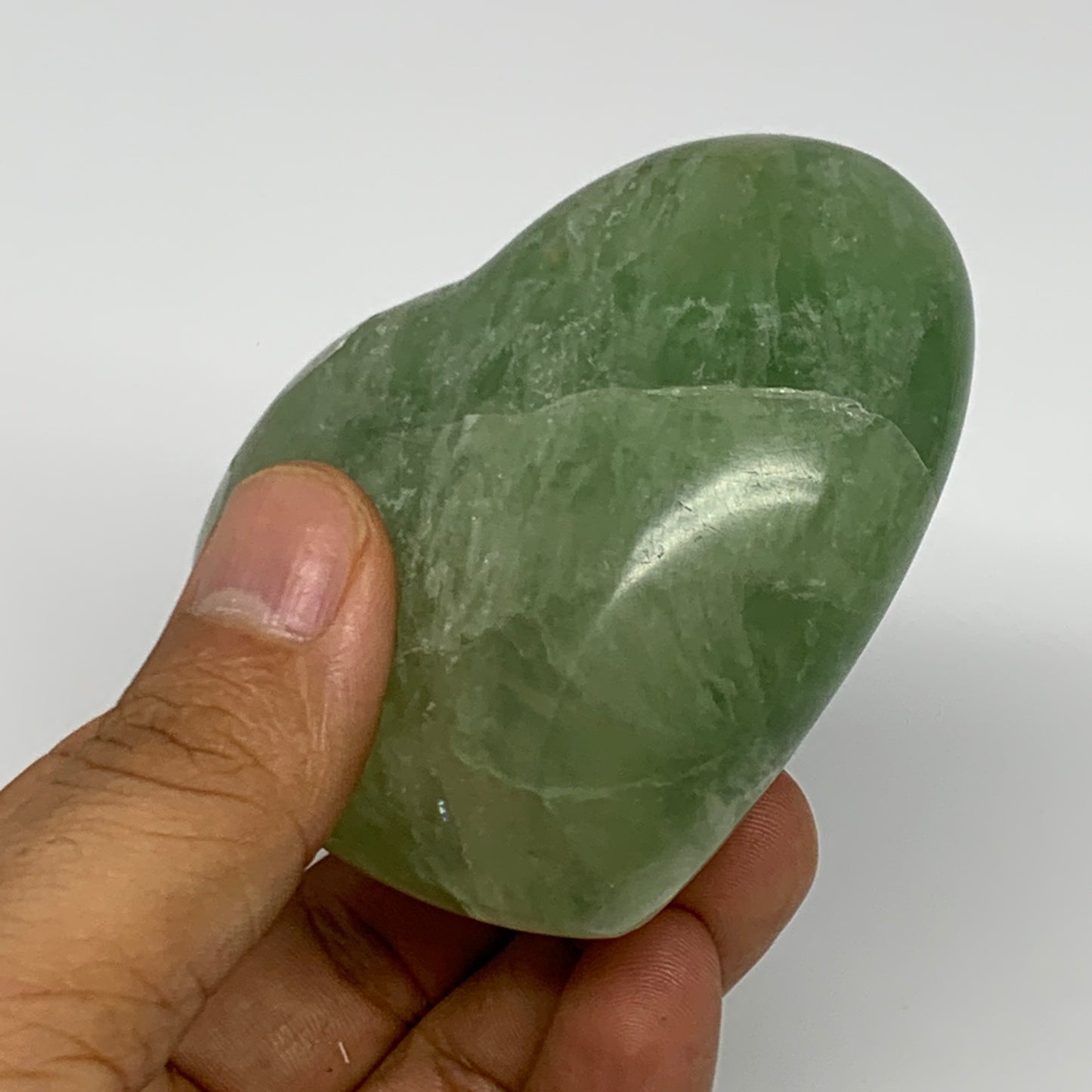 309.2g, 2.6" x 3.1" x 1.4" Fluorite Heart Healing Crystal @Madagascar, B17324