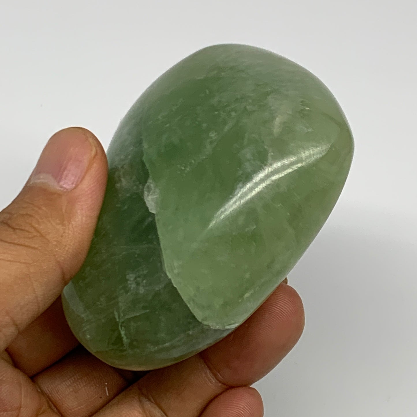 309.2g, 2.6" x 3.1" x 1.4" Fluorite Heart Healing Crystal @Madagascar, B17324