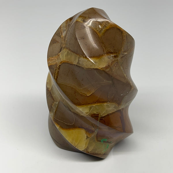 880g,4.9"x2.9"x2.8" Natural Septarian Flame Crystal Gemstones @Madagascar,B19507