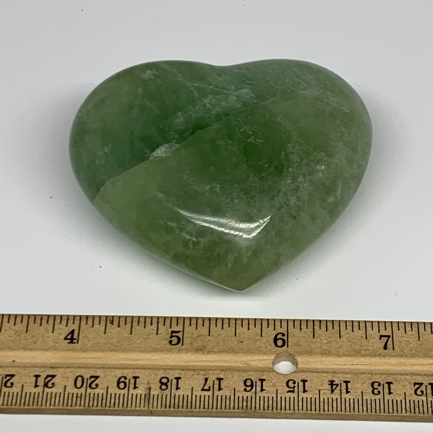 309.2g, 2.6" x 3.1" x 1.4" Fluorite Heart Healing Crystal @Madagascar, B17324