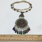 Kuchi Necklace Afghan Tribal Fashion Colorful Glass ATS Necktie Necklace, KN361