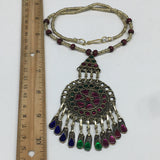 Kuchi Necklace Afghan Tribal Fashion Colorful Glass ATS Necktie Necklace, KN361