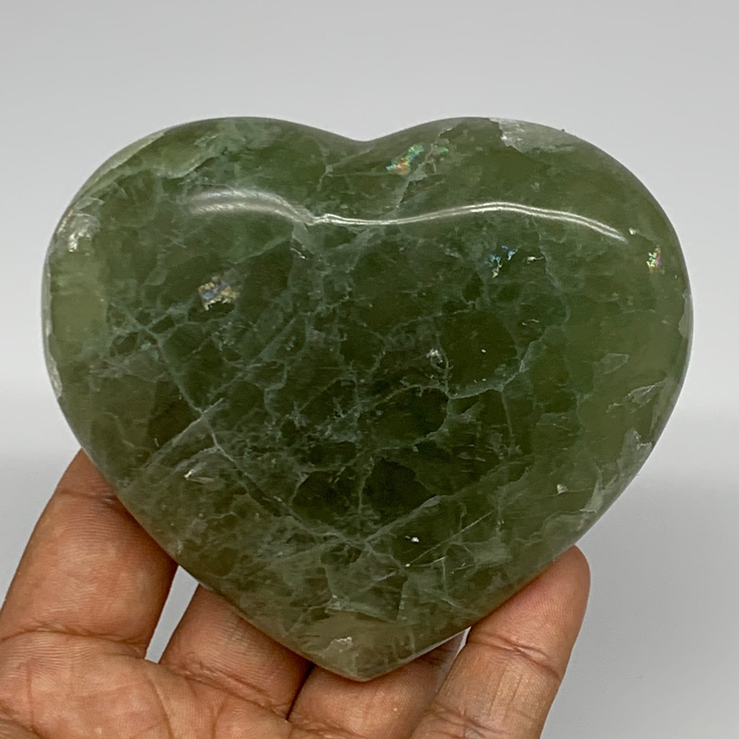 378.8g, 3.1" x 3.5" x 1.2" Fluorite Heart Healing Crystal @Madagascar, B17326