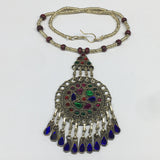 Kuchi Necklace Afghan Tribal Fashion Colorful Glass ATS Necktie Necklace, KN360