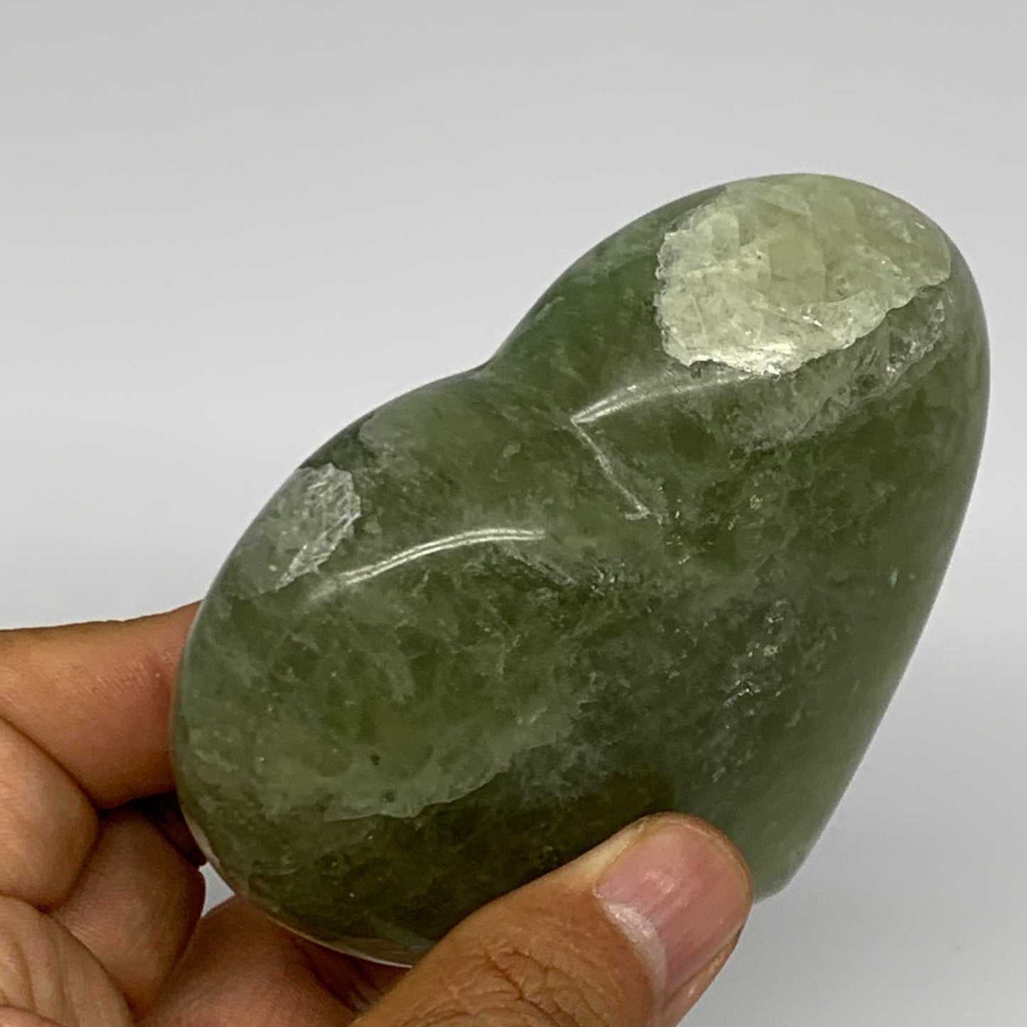 378.8g, 3.1" x 3.5" x 1.2" Fluorite Heart Healing Crystal @Madagascar, B17326