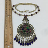 Kuchi Necklace Afghan Tribal Fashion Colorful Glass ATS Necktie Necklace, KN360