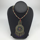 Kuchi Necklace Afghan Tribal Fashion Colorful Glass ATS Necktie Necklace, KN359