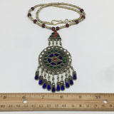 Kuchi Necklace Afghan Tribal Fashion Colorful Glass ATS Necktie Necklace, KN359