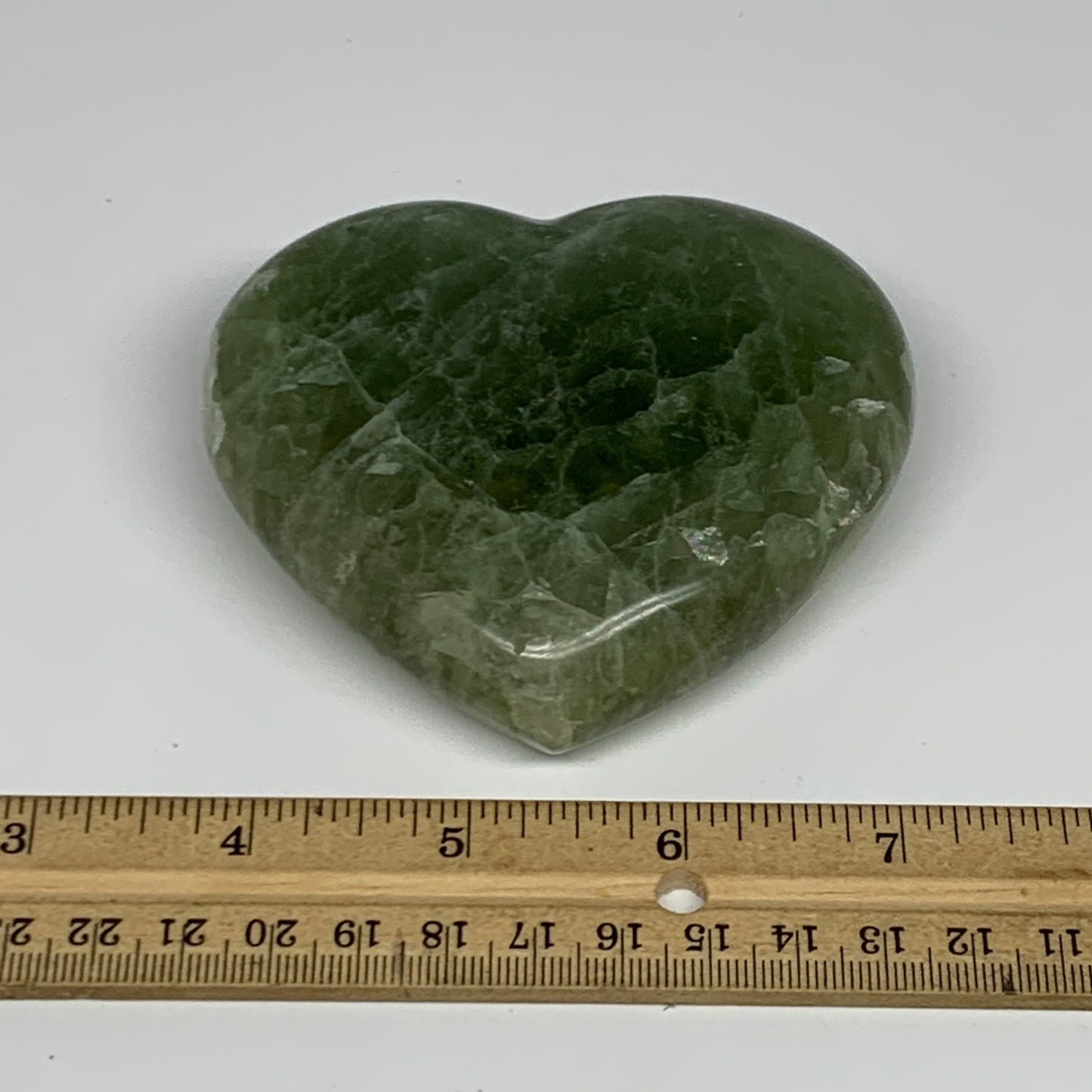 378.8g, 3.1" x 3.5" x 1.2" Fluorite Heart Healing Crystal @Madagascar, B17326