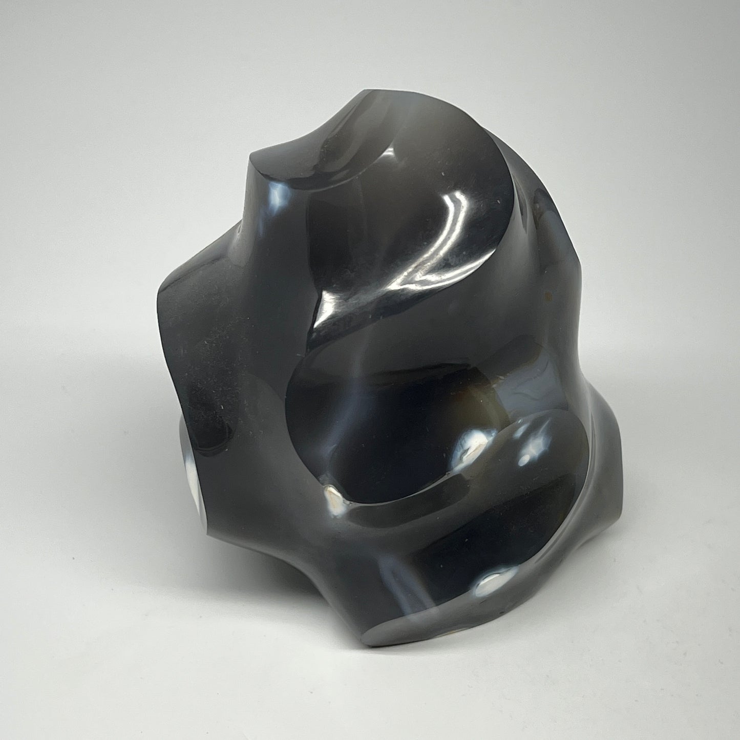 1045g, 4.5"x3.9"x3.2", Orca Agate Flame Gemstones Home Decor @Madagascar, B19509