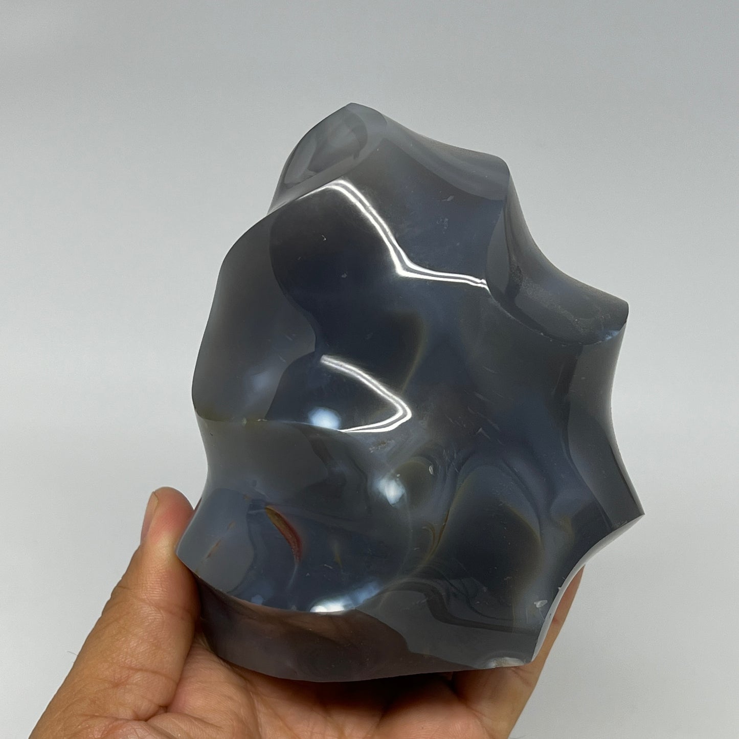 1045g, 4.5"x3.9"x3.2", Orca Agate Flame Gemstones Home Decor @Madagascar, B19509