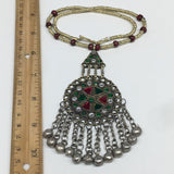 Kuchi Necklace Afghan Tribal Fashion Colorful Glass ATS Necktie Necklace, KN358