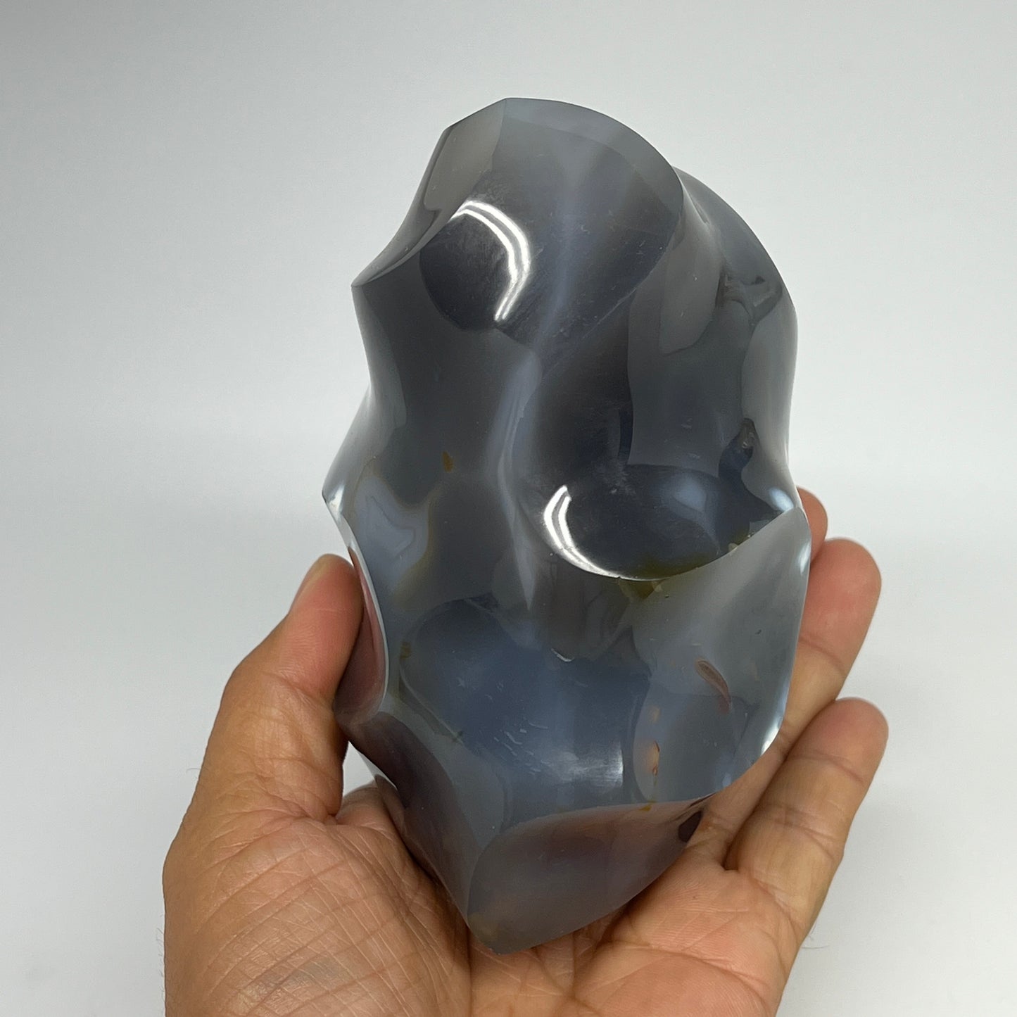 1045g, 4.5"x3.9"x3.2", Orca Agate Flame Gemstones Home Decor @Madagascar, B19509