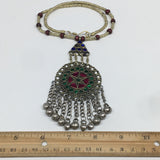 Kuchi Necklace Afghan Tribal Fashion Colorful Glass ATS Necktie Necklace, KN357