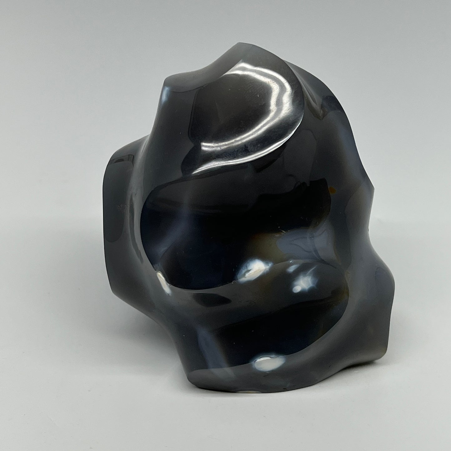 1045g, 4.5"x3.9"x3.2", Orca Agate Flame Gemstones Home Decor @Madagascar, B19509