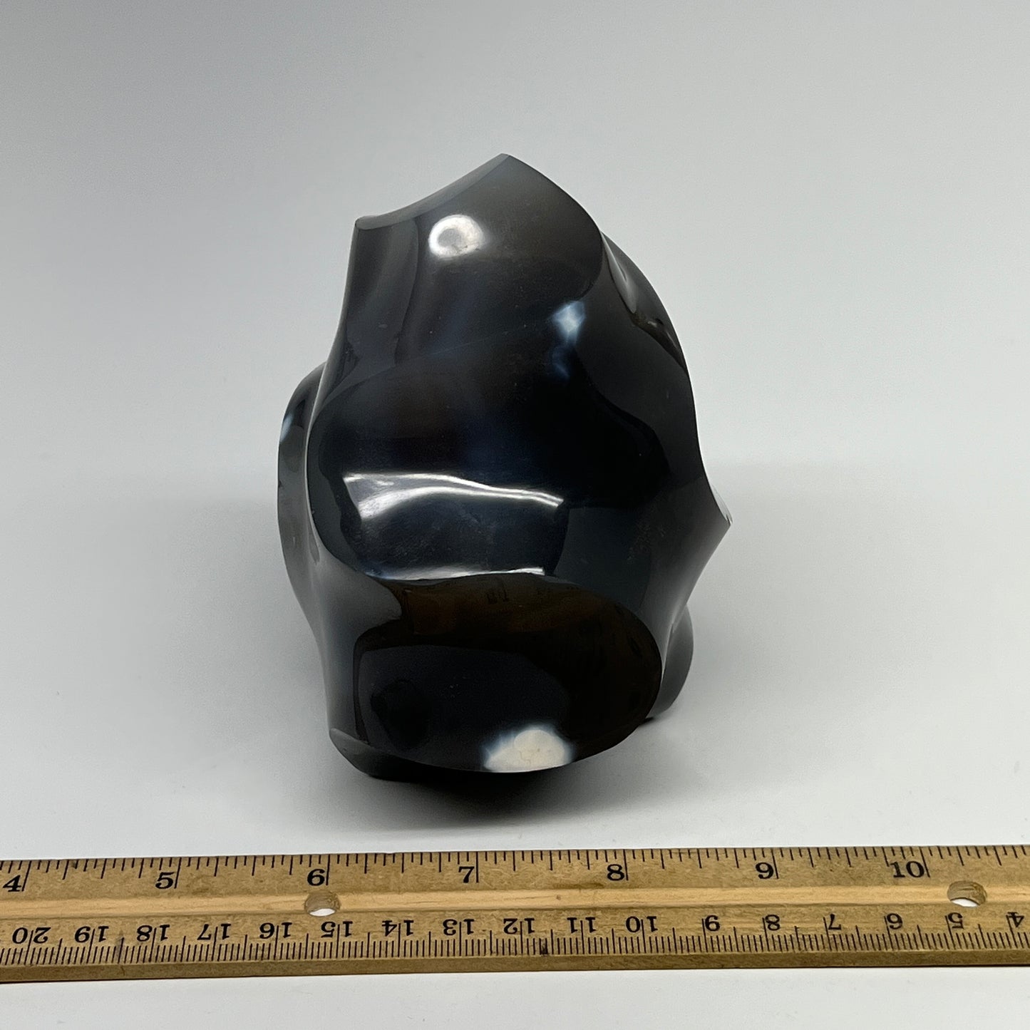 1045g, 4.5"x3.9"x3.2", Orca Agate Flame Gemstones Home Decor @Madagascar, B19509