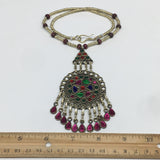 Kuchi Necklace Afghan Tribal Fashion Colorful Glass ATS Necktie Necklace, KN355