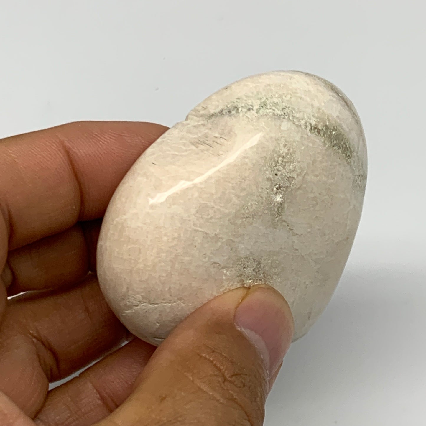 91.1g, 2.1"x2.2"x0.9", White Moonstone Heart Crystal Polished Gemstone, B22122