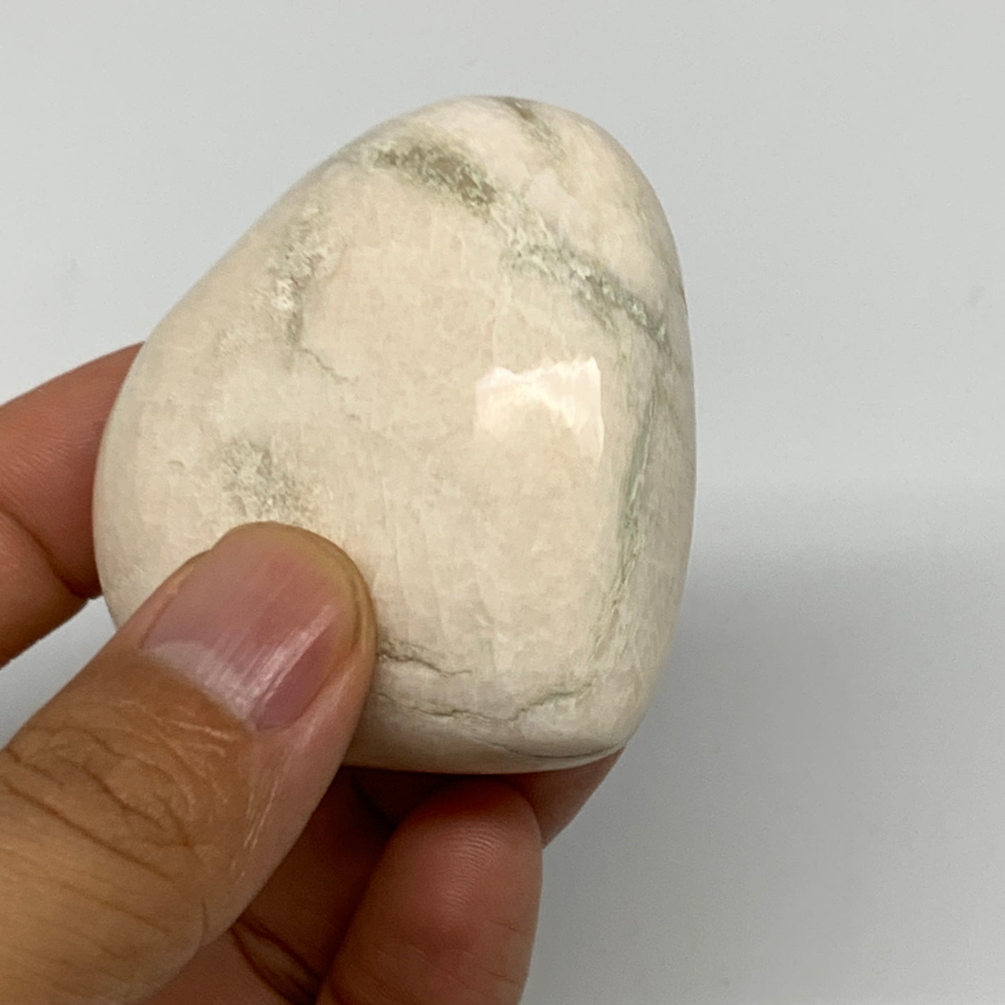 91.1g, 2.1"x2.2"x0.9", White Moonstone Heart Crystal Polished Gemstone, B22122