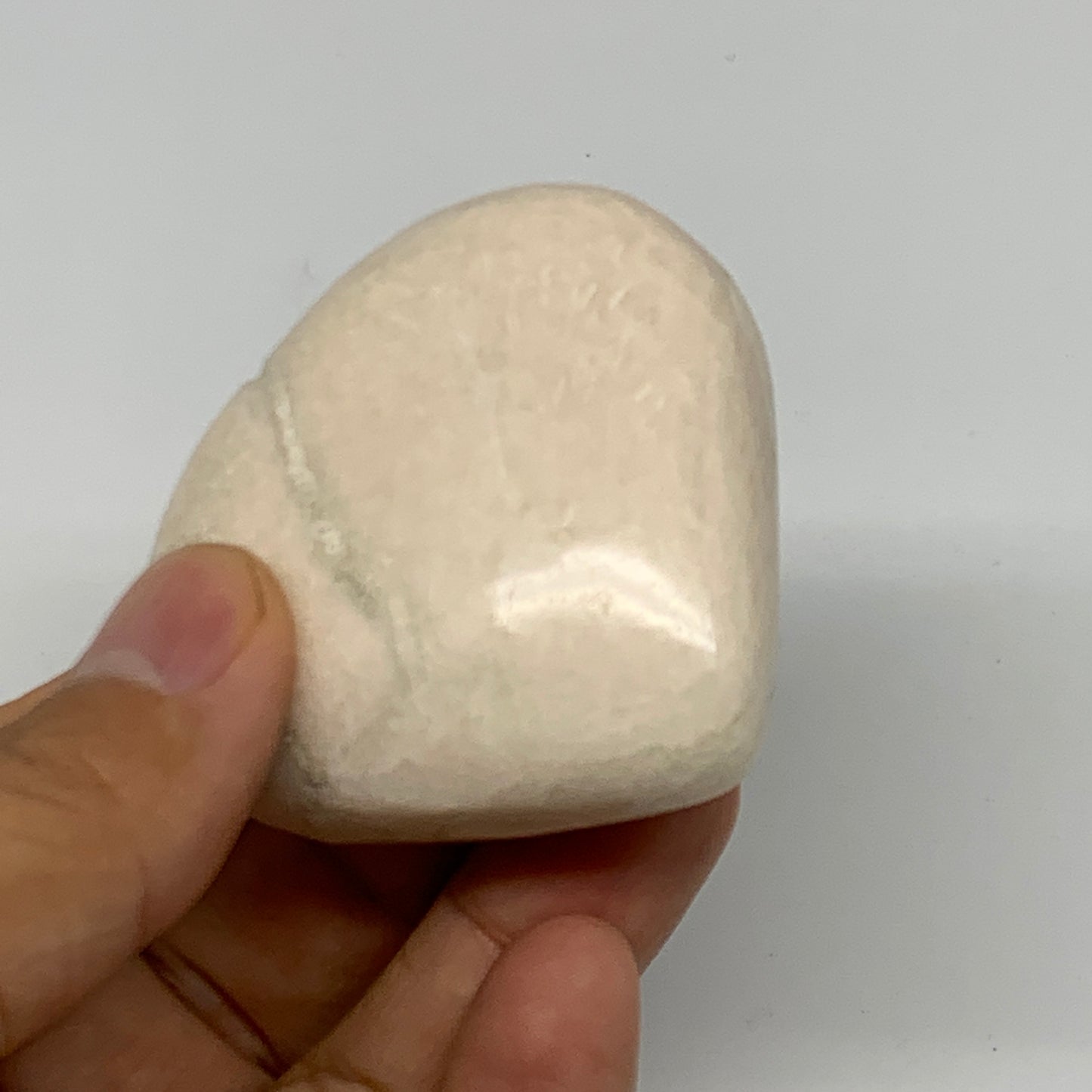 91.1g, 2.1"x2.2"x0.9", White Moonstone Heart Crystal Polished Gemstone, B22122