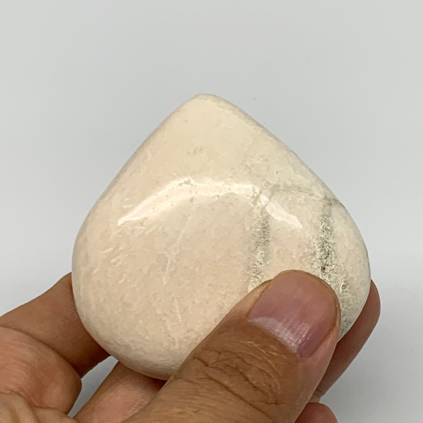 91.1g, 2.1"x2.2"x0.9", White Moonstone Heart Crystal Polished Gemstone, B22122