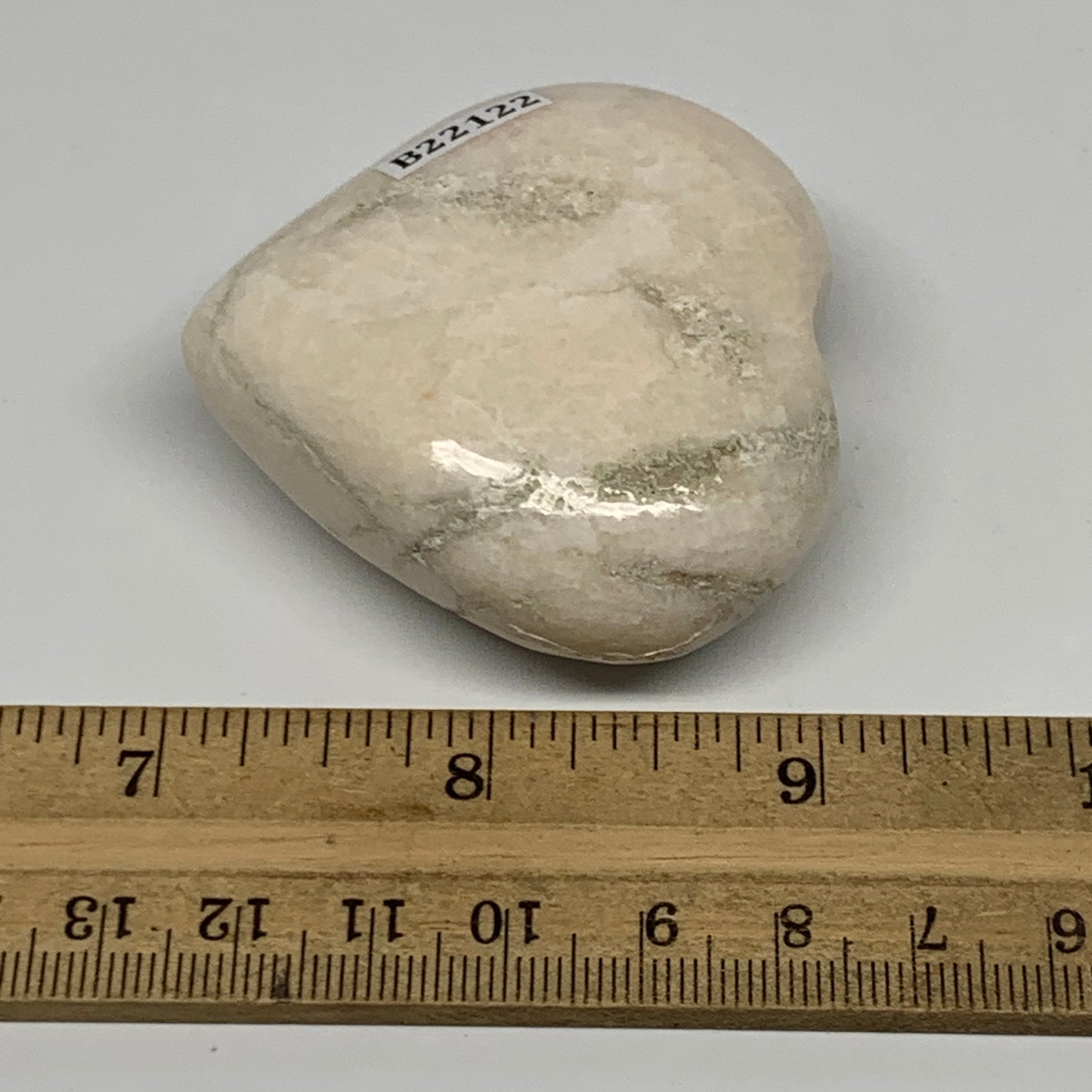 91.1g, 2.1"x2.2"x0.9", White Moonstone Heart Crystal Polished Gemstone, B22122