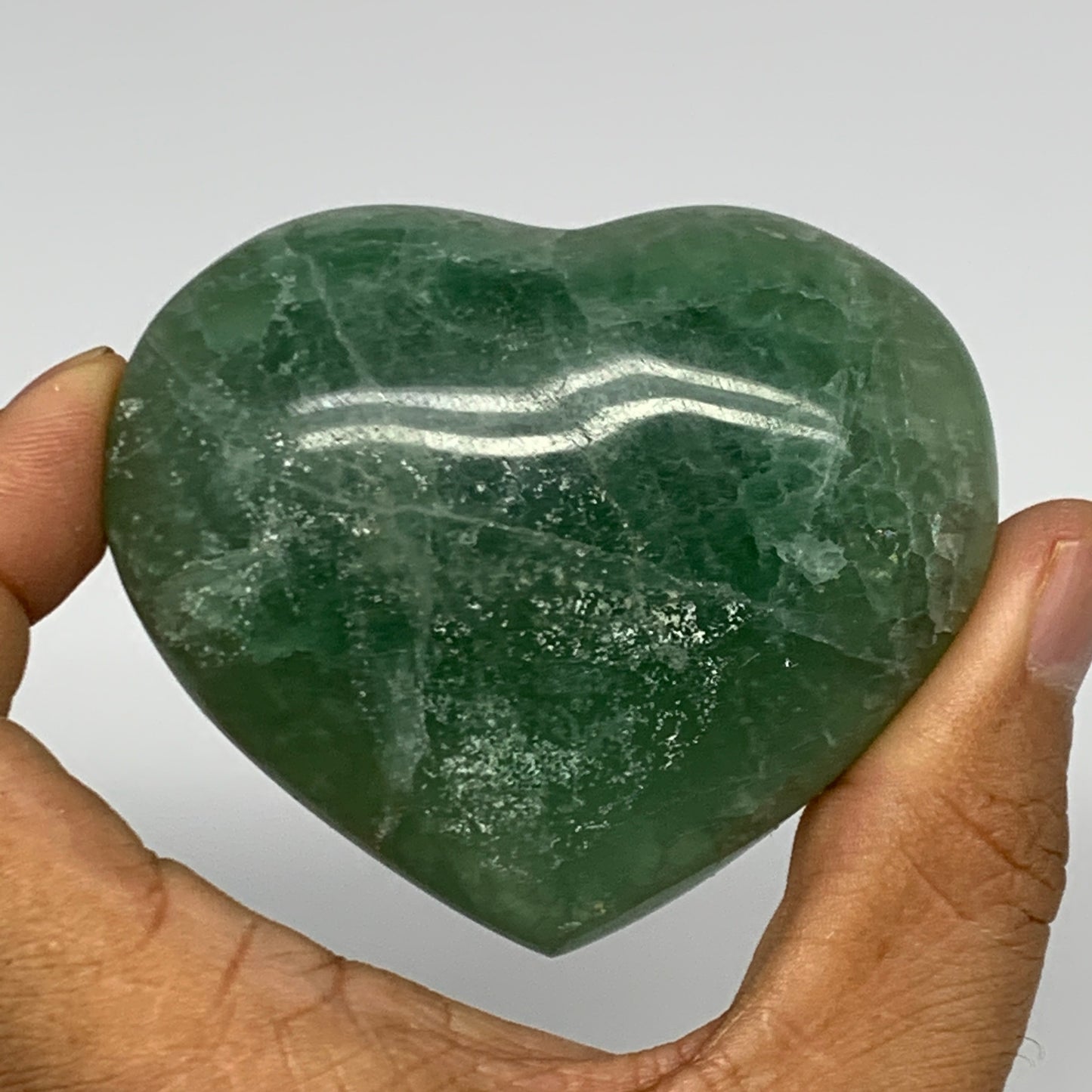 196.4g, 2.2" x 2.7" x 1.2" Fluorite Heart Healing Crystal @Madagascar, B17329