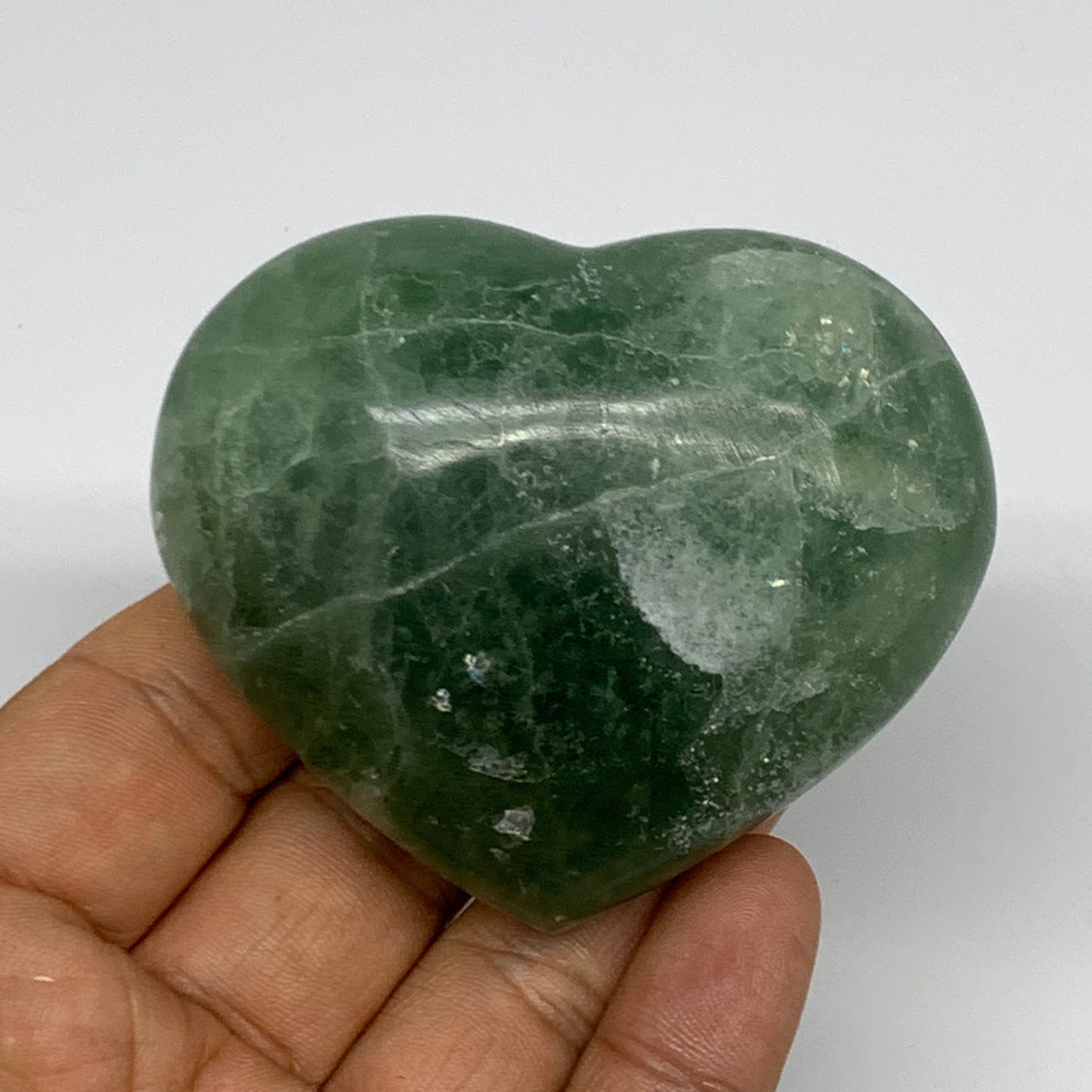196.4g, 2.2" x 2.7" x 1.2" Fluorite Heart Healing Crystal @Madagascar, B17329