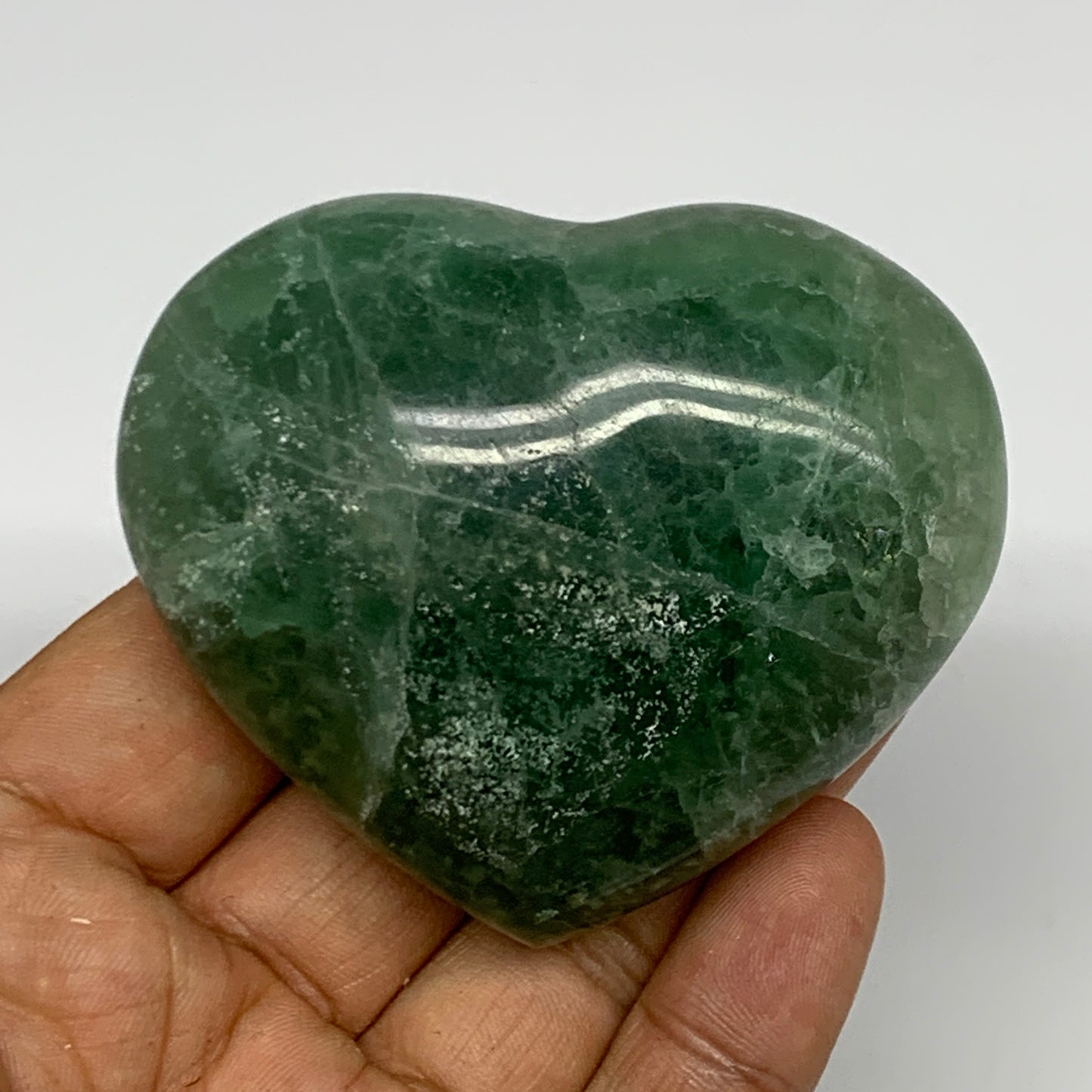 196.4g, 2.2" x 2.7" x 1.2" Fluorite Heart Healing Crystal @Madagascar, B17329