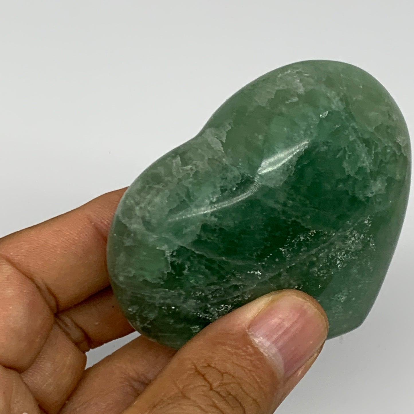 196.4g, 2.2" x 2.7" x 1.2" Fluorite Heart Healing Crystal @Madagascar, B17329